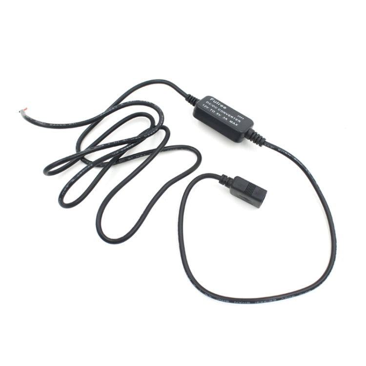 Car USB power adapter cable set with DC/DC converter and attached connector.