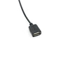 Black USB-A output plug on car power adapter cable.