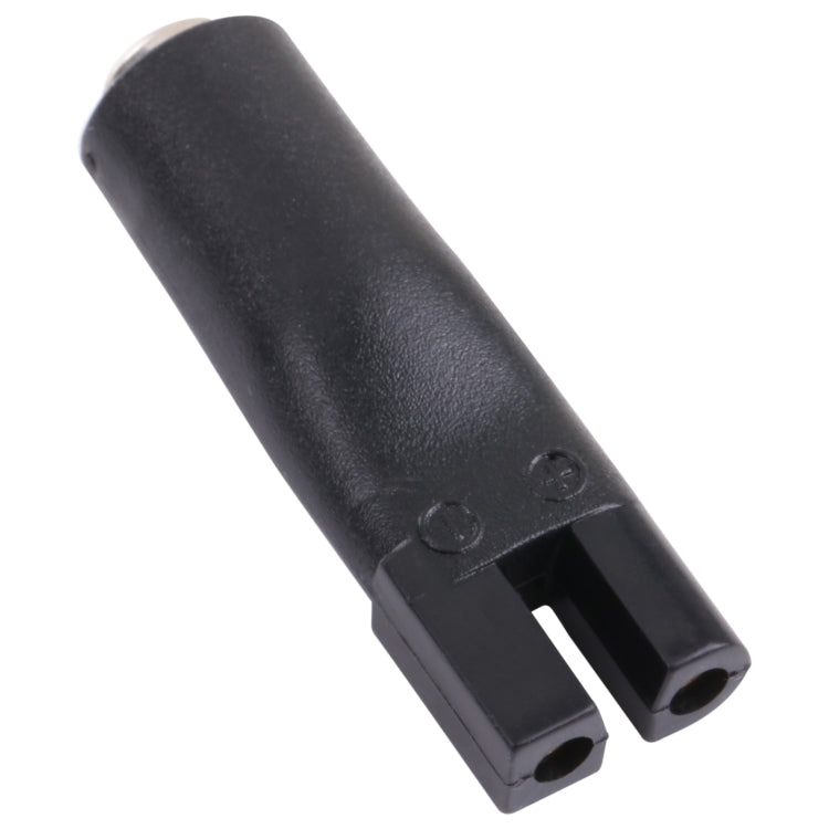 Black DC shaver interface split-fork adapter plug with two metal terminals
