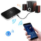 Bluetooth audio setup image with adapter connected to speakers and smartphone