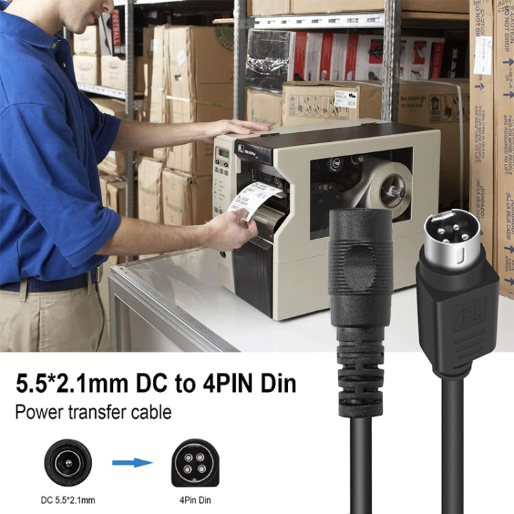 Power cable with DIN male and DC 5.5x2.1 barrel female connectors, ready for use
