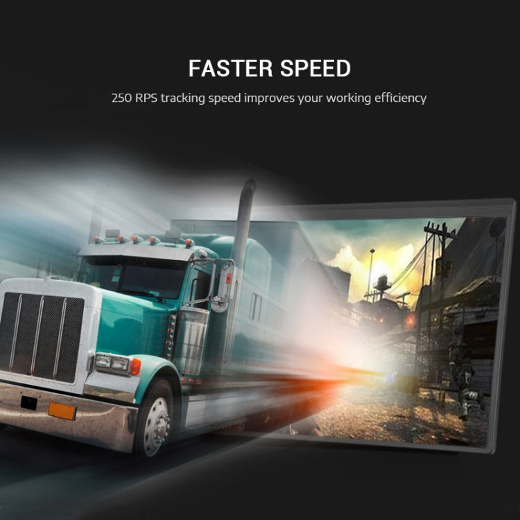Smart touch graphic tablet displaying a fast-moving scene on screen with stylus