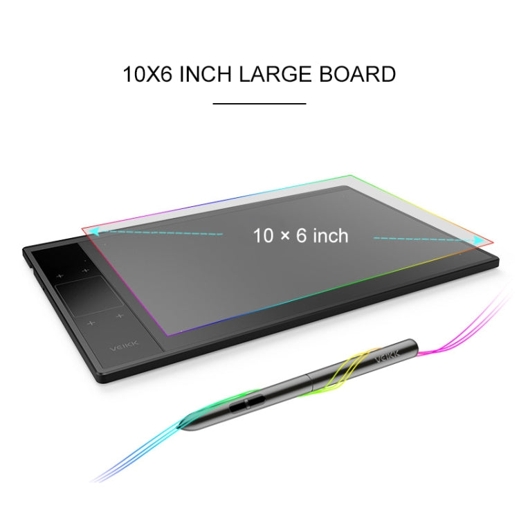 Large graphic drawing tablet (10 x 6 inch) with stylus, dark screen and slim bezel