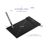 Black 6x4 electronic graphic tablet with stylus pen, top view