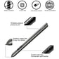 Stylus pen and dark tablet with labeled feature icons