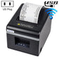Black thermal receipt printer with US plug icon and blue Wi-Fi signal graphic.