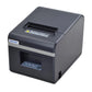 Black thermal receipt printer with top paper slot and front control panel.