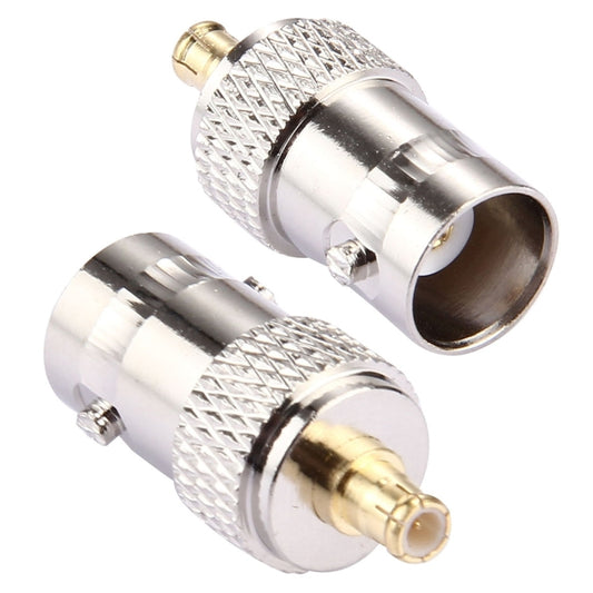 RF coaxial BNC-female to MCX-male adapter connector set, silver with gold pin