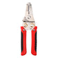 Wire splitting pliers with red-and-black grips and silver jaws