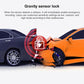 Car dash cam gravity sensor warning icon over accident scene