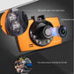 Car dash cam with orange-and-black body and front lens, 2.4-inch screen