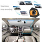 Dash cam loop recording shown on car dashboard screen with orange camera unit