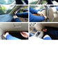Dash cam installation showing mounting near windshield with hands and clips