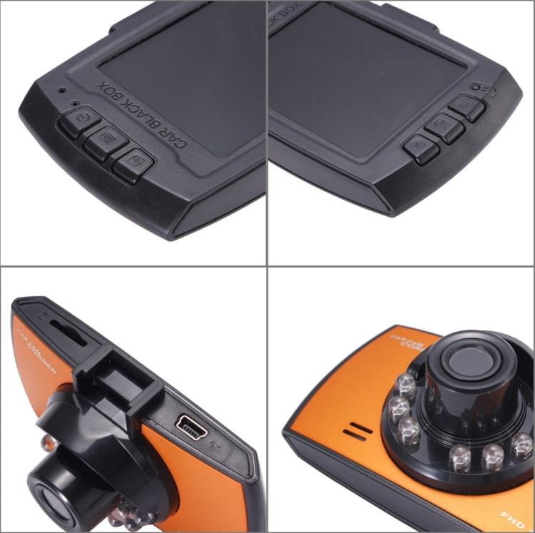 Black car DVR LCD screen and control buttons with visible ports and connector areas