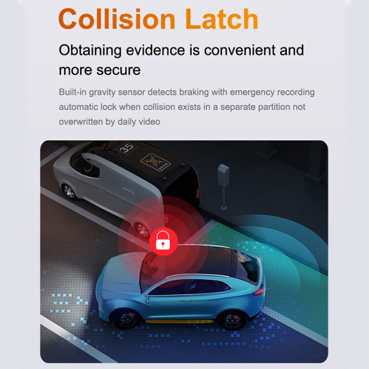 Car driving recorder collision lock feature with red safety lock icon
