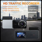 Dual-lens car traffic recorder with wide-angle camera and front display screen