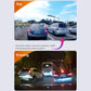 Day and evening dashcam recording view examples showing car traffic scenes