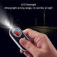 Handheld LED flashlight vibration alarm key fob with silver trim