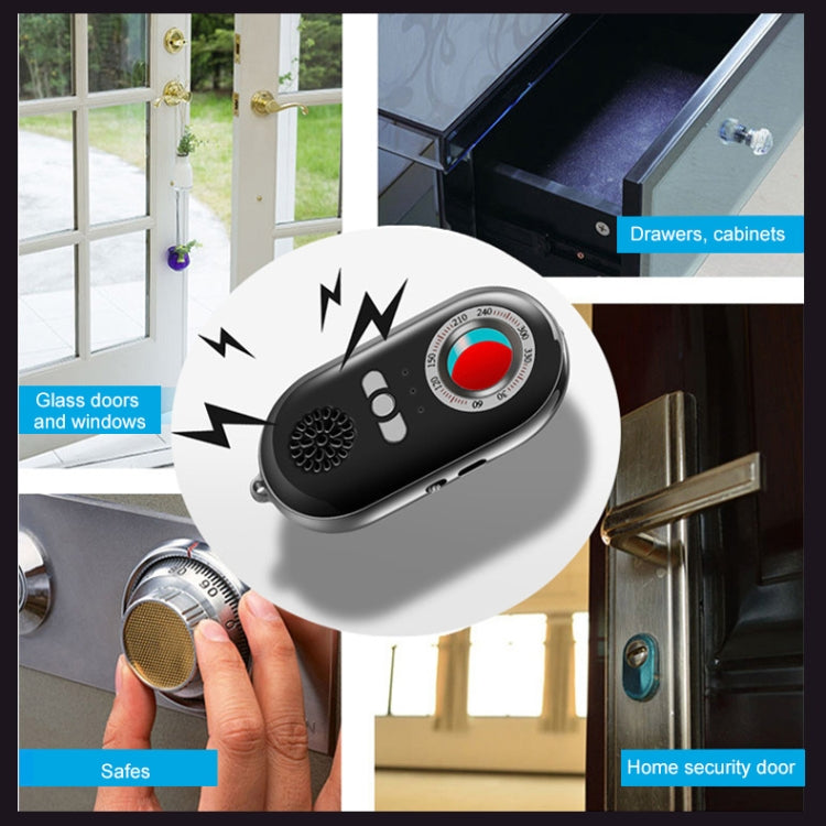 Vibration alarm key fob in circular cutout with dial and speaker grill