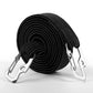 Elastic strapping rope with metal hooks, black woven loop strap