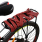 Elastic strapping rope with metal hooks on bicycle seat, red and black