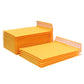 Pack of orange kraft paper envelope bags with bubble-cushion insert and red label tape