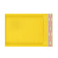Kraft paper bubble mailer envelope with rectangular window seam and red printed label