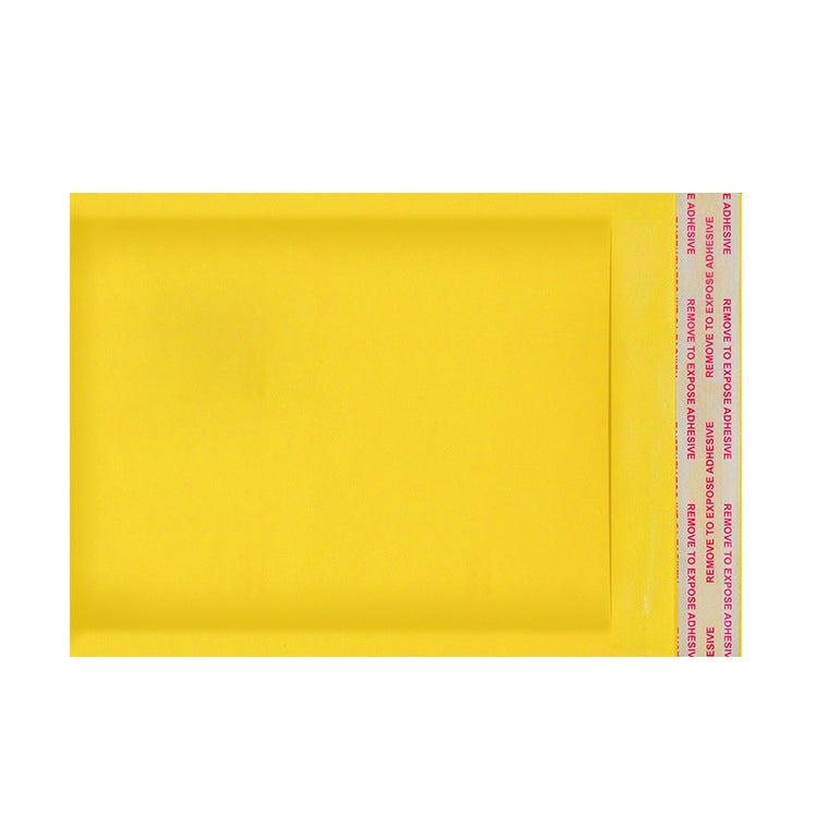 Kraft paper bubble mailer envelope with rectangular window seam and red printed label
