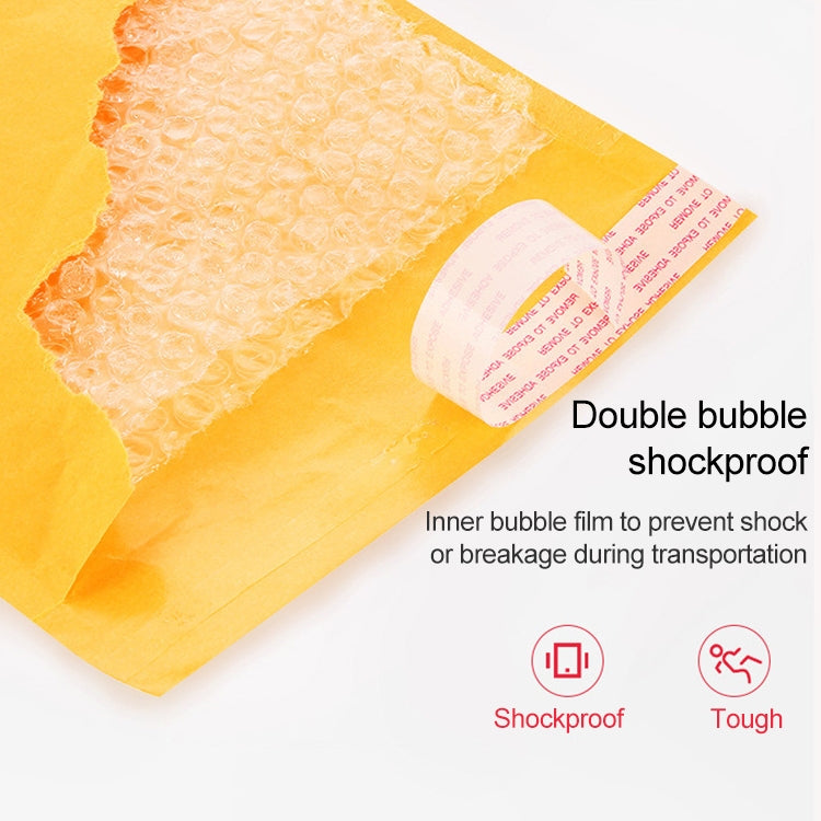 Orange kraft paper mailer with white double-bubble cushioning layer and red label strip