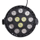 Front view of black LED mini par light head with multiple circular LED lenses