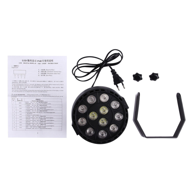 LED mini par light kit with mounting bracket, power plug, and instruction sheet