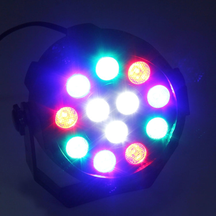Powered LED mini par light showing bright multi-color LED glow through lens array