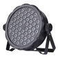 Black LED par light with round LED array and adjustable stand, angled view