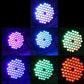 Multi-color LED par light glow from black round fixtures