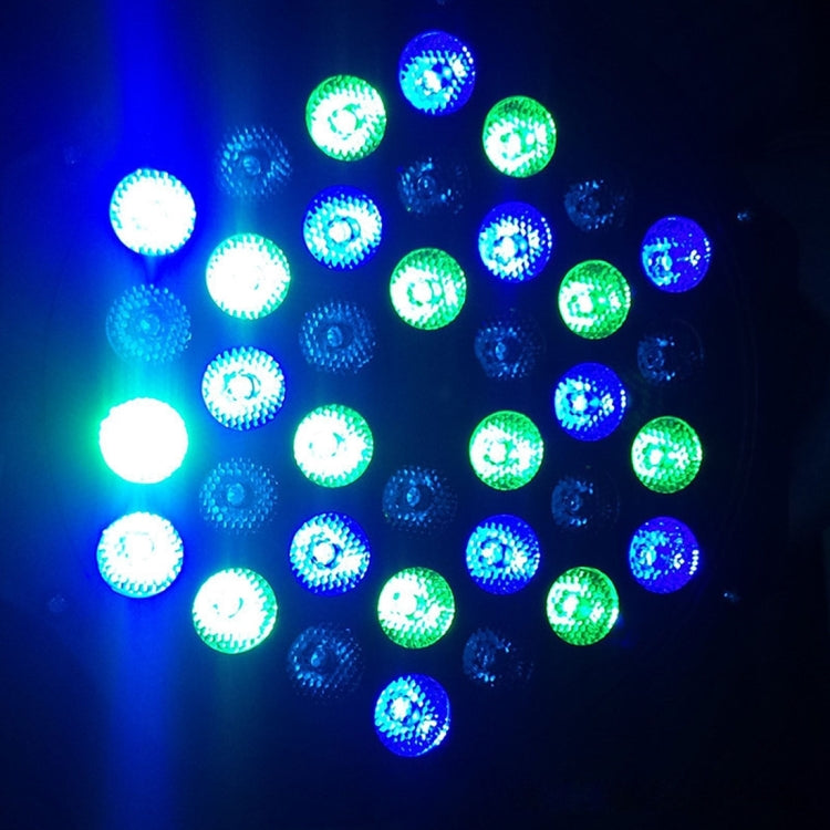 Glowing circular LED par lights with blue and green light beams