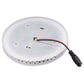 White circular LED stage light with clear cover, ring LEDs, and connected power cable