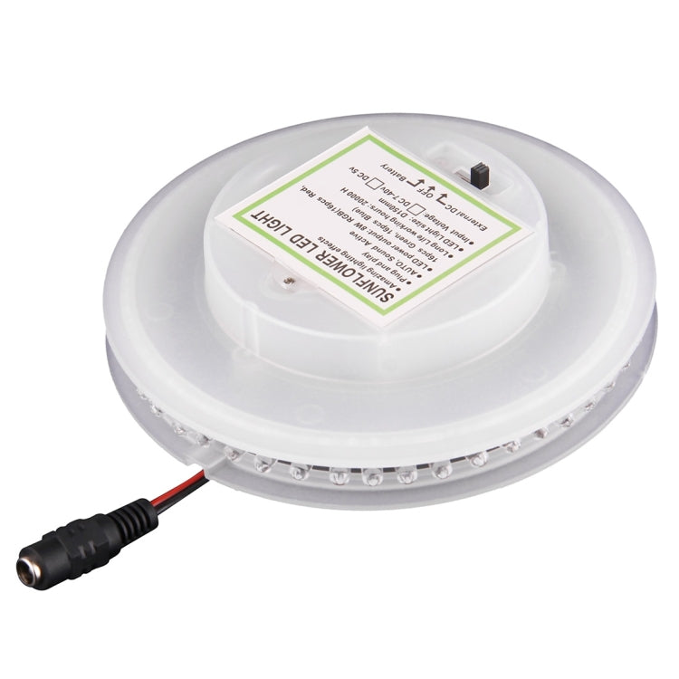 White circular LED stage light with rear label and attached power cable