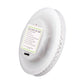 White circular LED stage light from the side, showing ring LEDs and top label