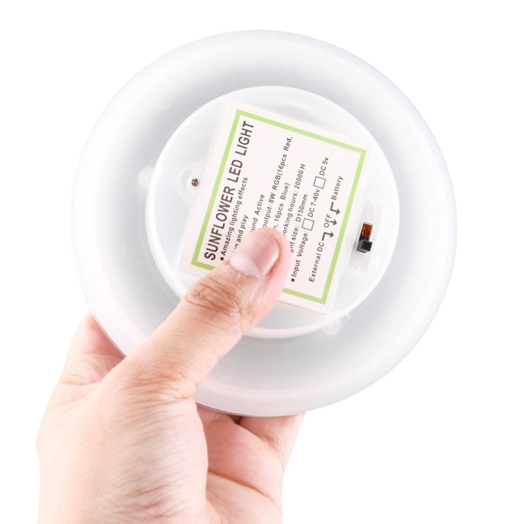 White LED stage light with top label as a hand points to the control area