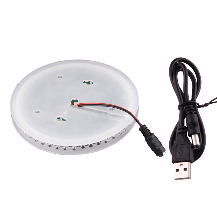 White circular LED stage light with cable and USB plug for power connection