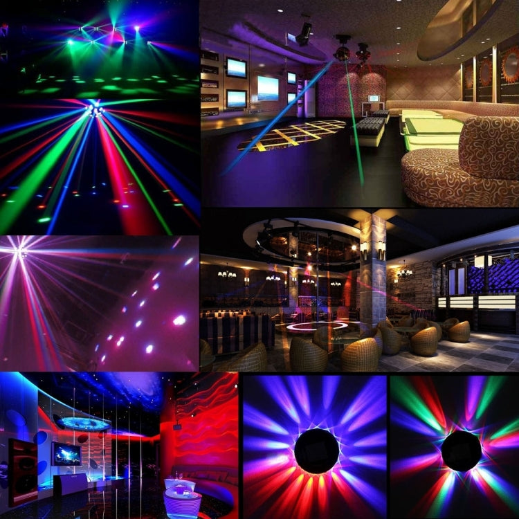 LED stage light beam effects shown in indoor room and projector views