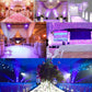 Water ripple projector light effects on event stage in blue and purple