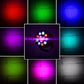 Mini LED par light showing multi-color beam patterns from 12 LEDs