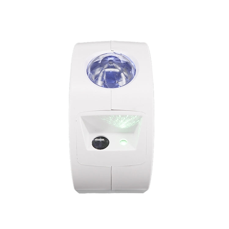 White starry sky projector night light with top lens and inset light opening