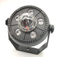 Black LED par light front view with clear magic ball lens and five LED emitters.