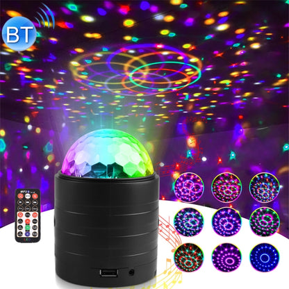 Black crystal disco stage light with multicolor projection and MP3-style remote