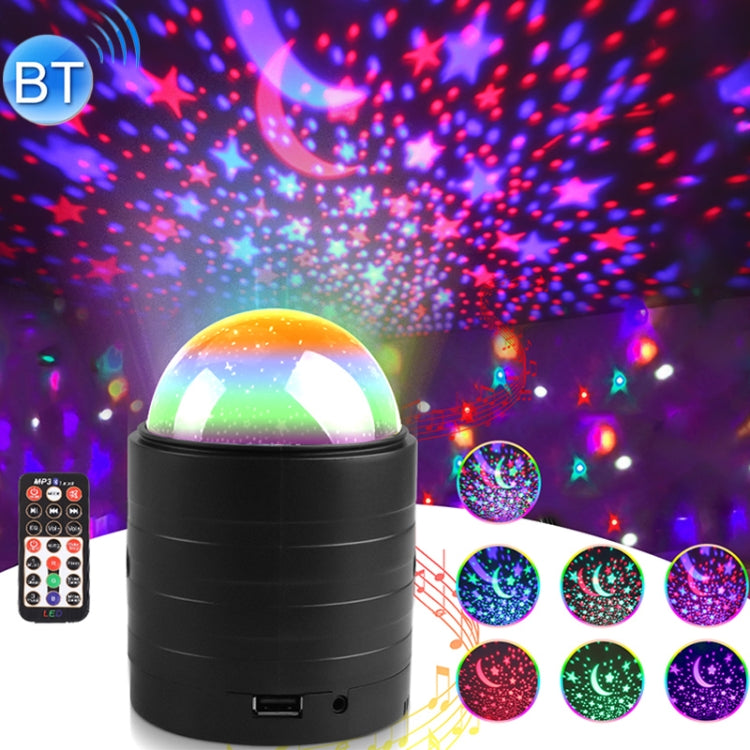 Black starry sky stage light with dome top, remote control, and multicolor star patterns
