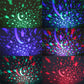 Colorful star and moon projection patterns from a starry sky stage light