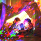 Starry sky stage light projecting multicolor star and moon lights over play area