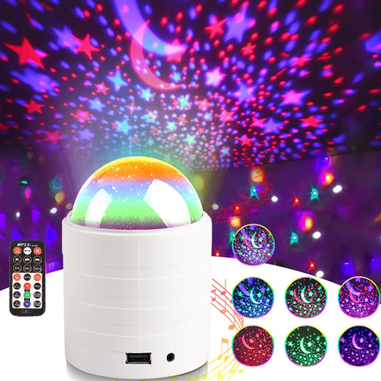 White starry sky stage light with dome top, remote control, and multicolor star patterns